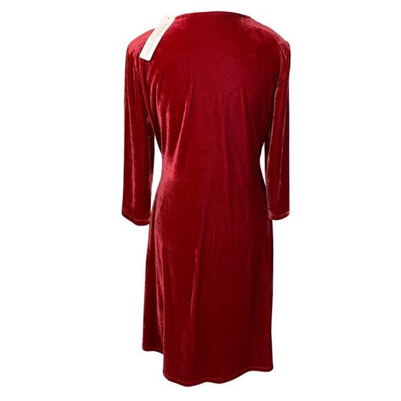 Soft Surroundings Velvet Hyannis Red Dress Surplice Holiday Skirt NWT Size M - Picture 9 of 11